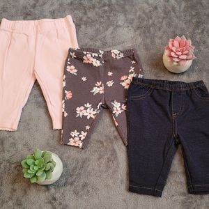 3 Girl Newborn Pants Set